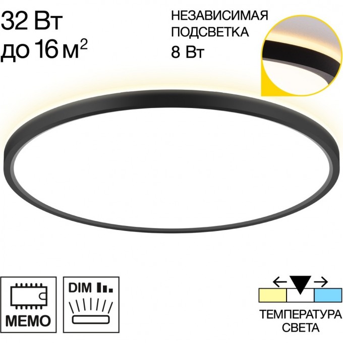 Светильник с подсветкой CITILUX NORMA LED чёрный CL748401