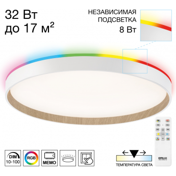 Светильник с пультом CITILUX ETALON CL750400R LED RGB Белый+Бук